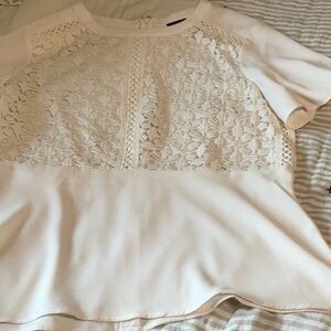 Ann Taylor Cream Lace Overlay Blouse 14